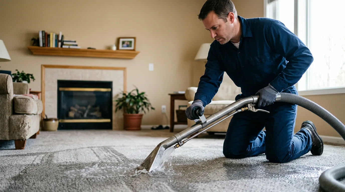 Water damage restoration technician working near Delano, CA